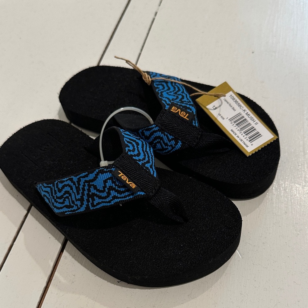Teva Kids' Black and Blue Flip Flops